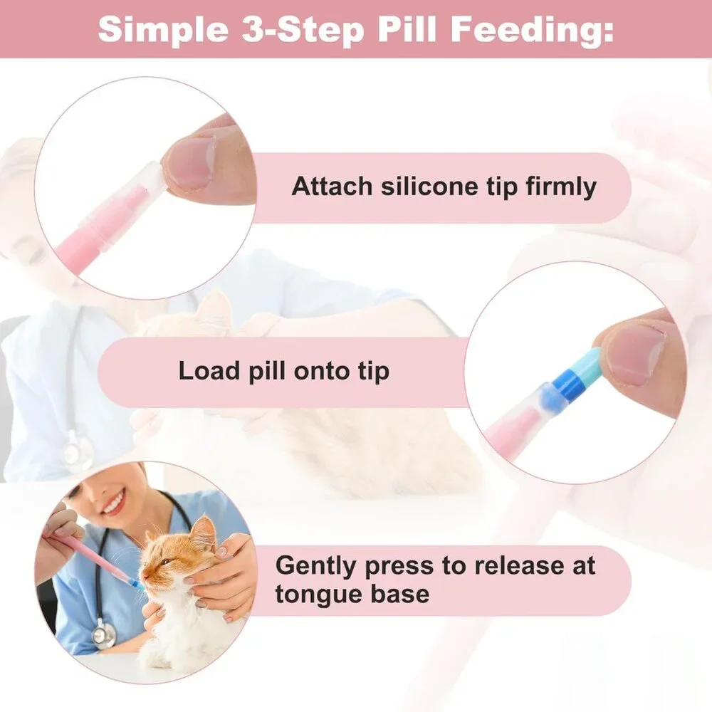 Cat Pill Shooter, Safe & Easy Pill Popper with 2 Premium Soft Silicone Tips